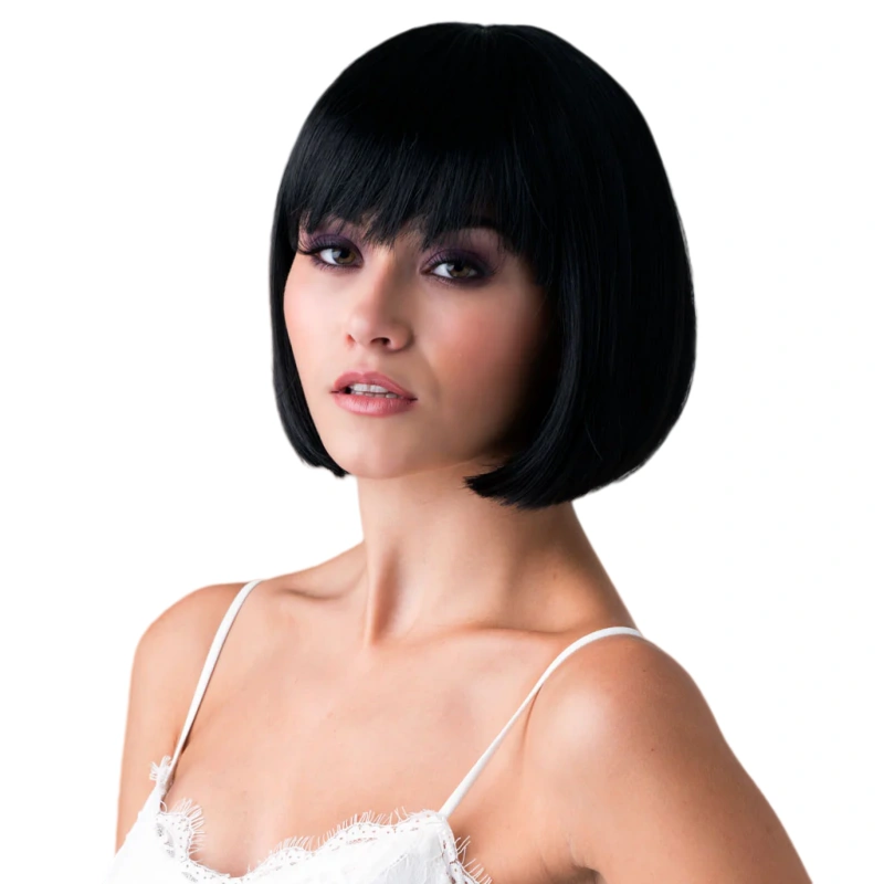 black bob wig with bangs