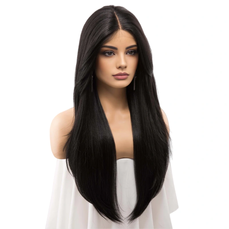 black straight lace front wig