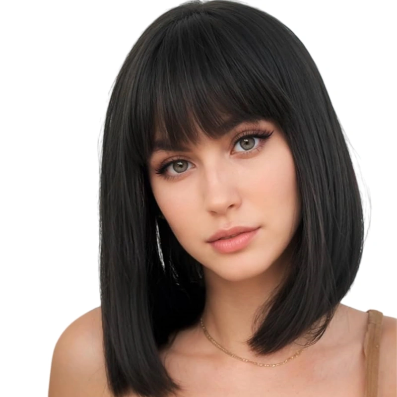 blunt bob wig with bangs