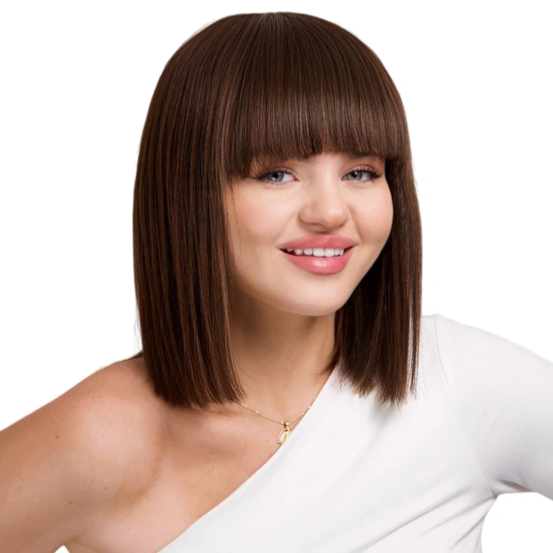 brown bob wig with bangs