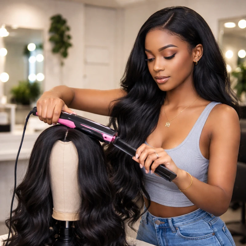 can you straighten a body wave wig