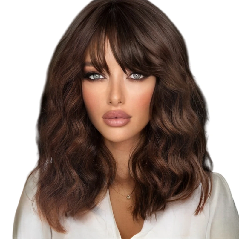 curly bob wig with bangs