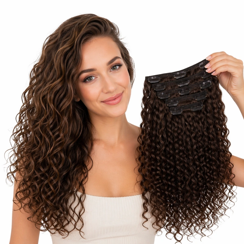 curly clip in human hair extensions