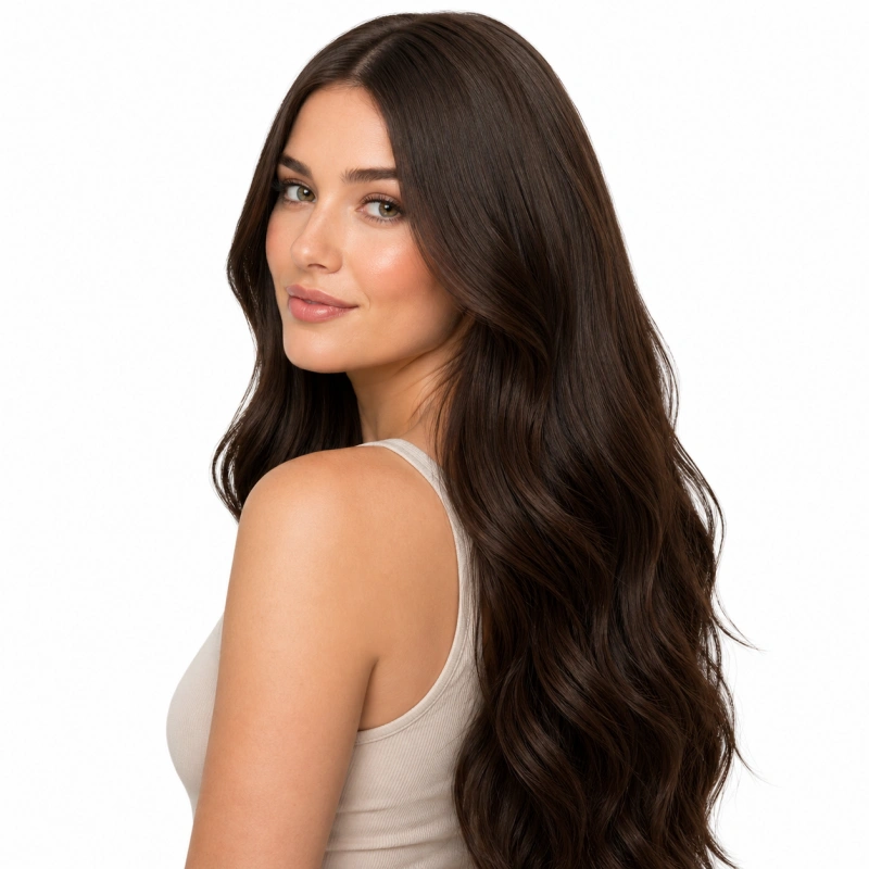 dark brown tape in hair extensions