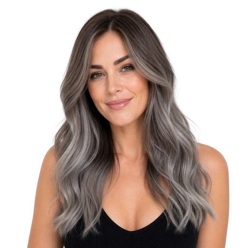 gray clip in human hair extensions