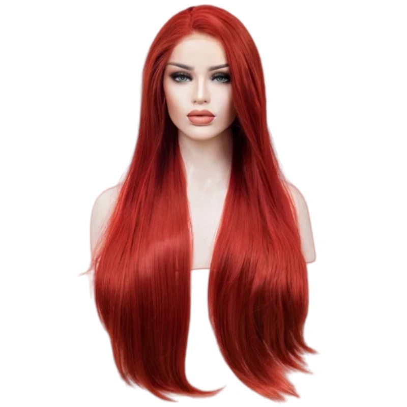 red straight lace front wigs