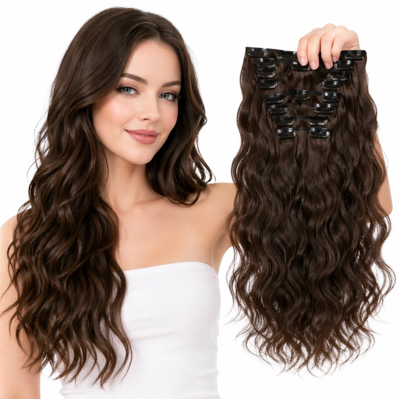 wavy clip in human hair extensions