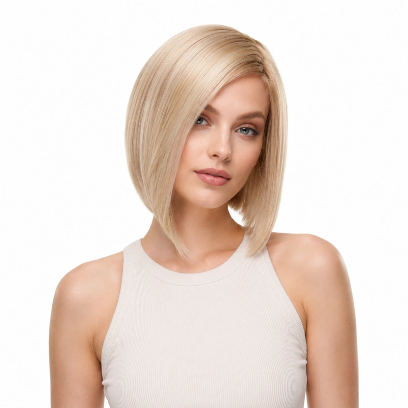 blonde asymmetrical bob wig