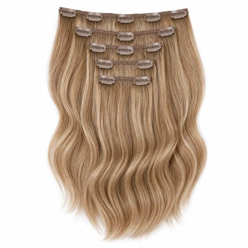 dark blonde clip in hair extension