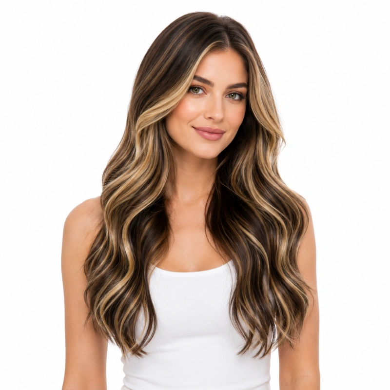 dark brown and blonde hair extensions