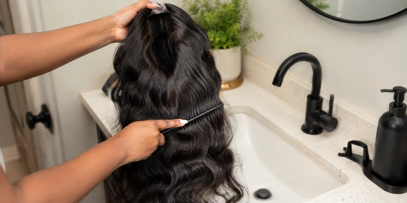 How to Wash Body Wave Wig at Home? 1 detangle body wave wig before washing
