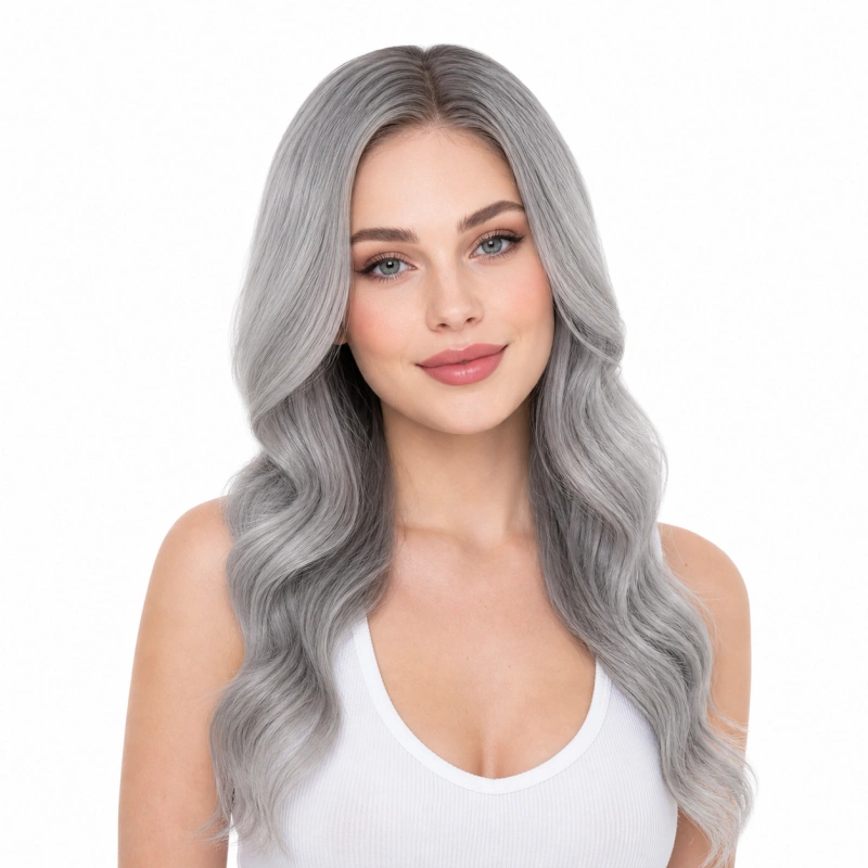 gray glueless lace front wigs