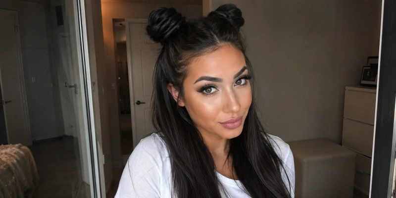 How to Sleep With Keratin Hair Extensions? 2 two buns with keratin hair extensions