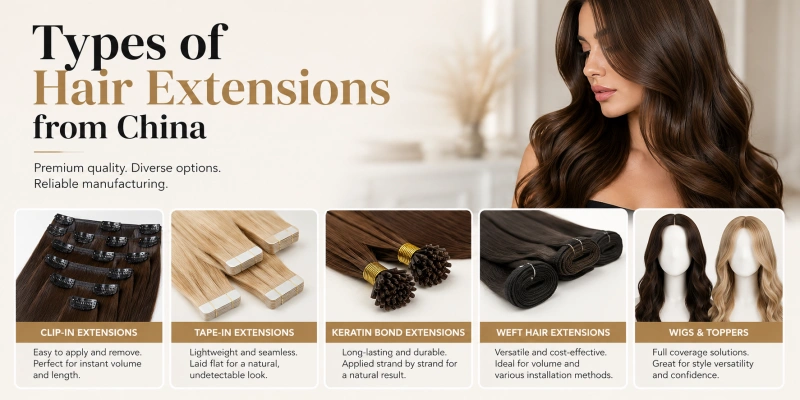 Importing Hair Extensions from China: What You Need to Know? 2 types of hair extensions from china