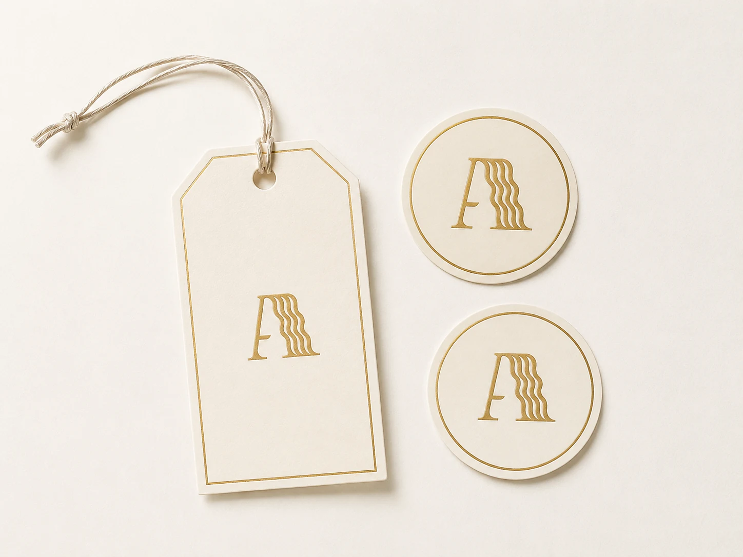 Branded hang tag and sticker labels with custom logo for hair extension product finishing