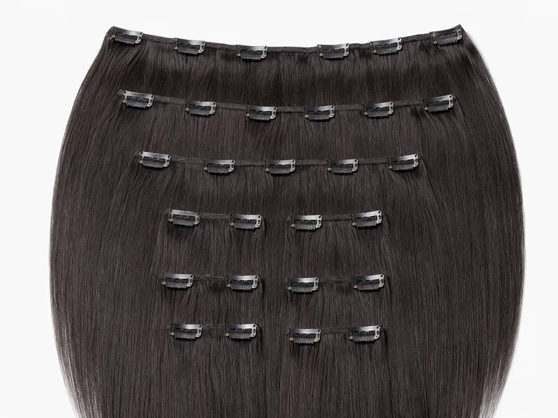 Clip-in hair extension sets supplied by Alpha Hair Extension for retail brand owners