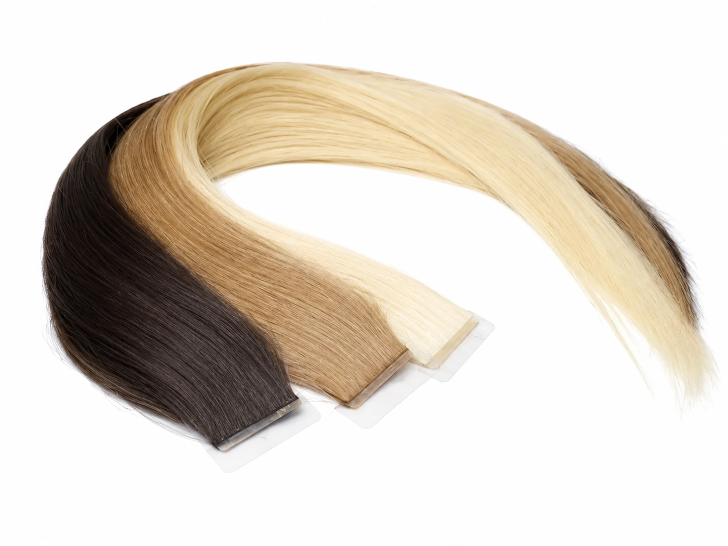 PU tape-in hair extensions supplied by Alpha Hair Extension, seamless polyurethane base for skin-flush invisible bond