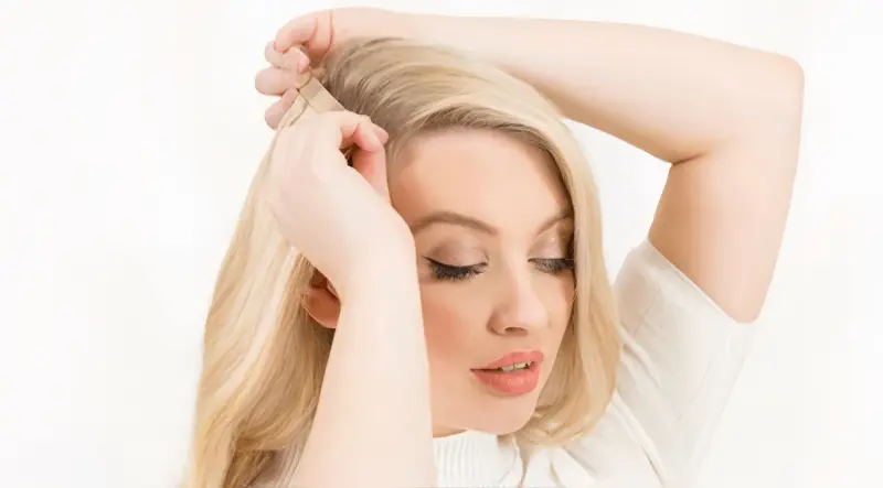 blending and concealing clip in hair extensions