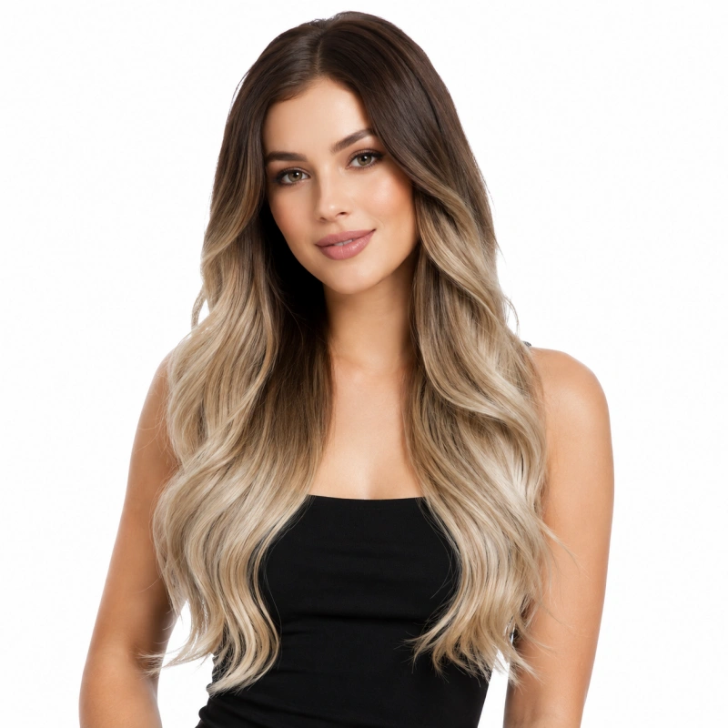 dark brown to ash blonde ombre hair extensions