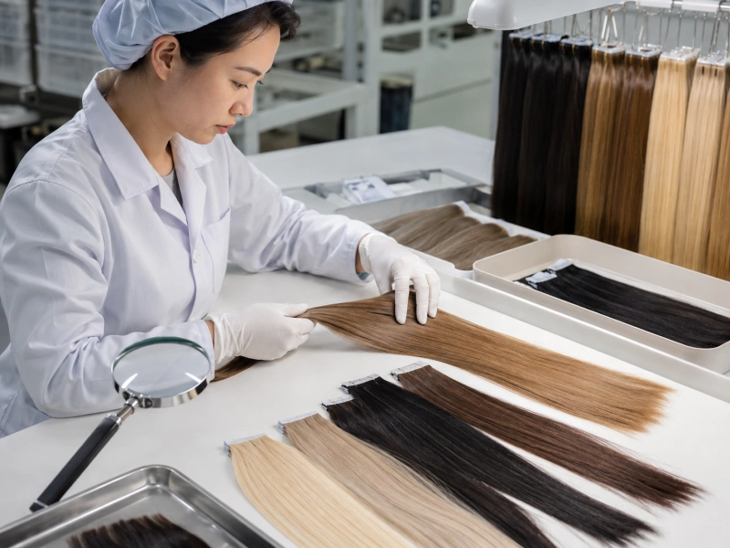 hair material selection and cuticle direction check