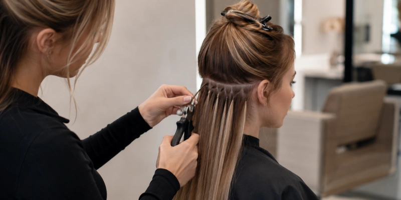 I Tip vs Weft Hair Extensions: Which One is Right for You? 1 i tip installation