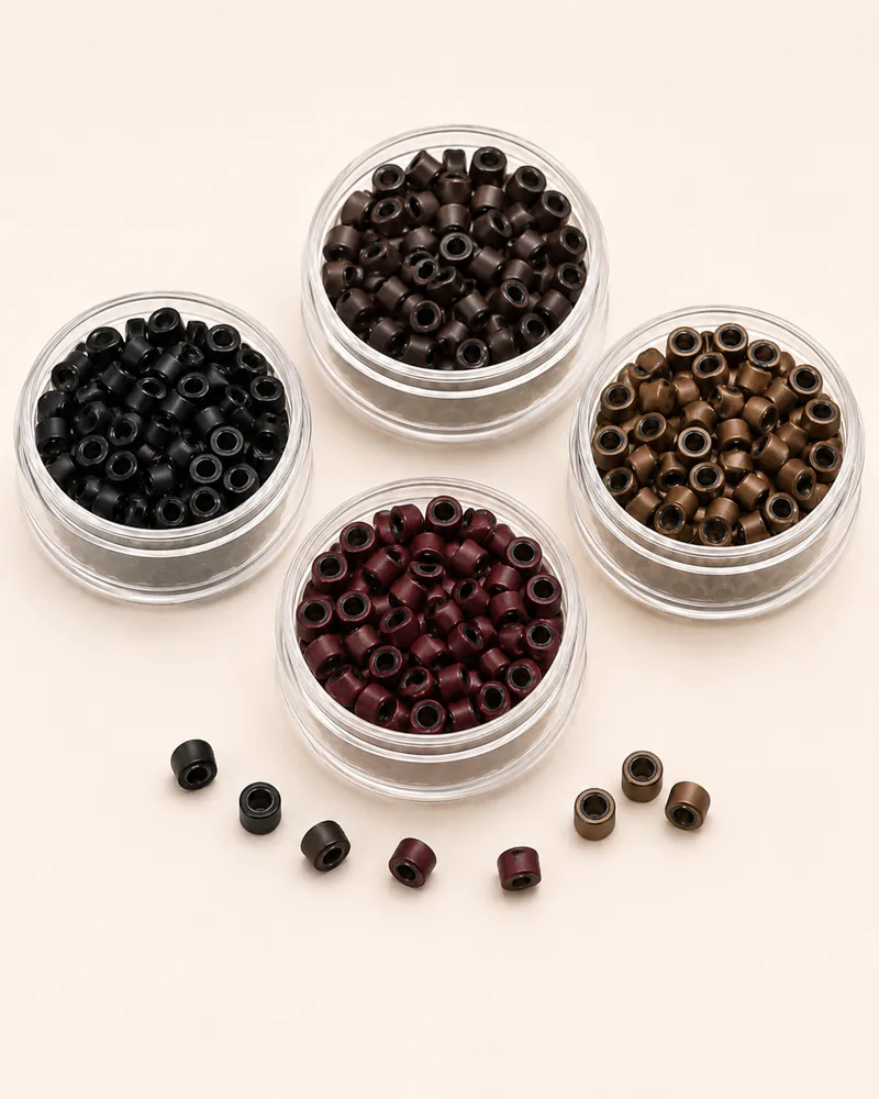 Alpha Hair silicone-lined nano beads and micro rings in copper and aluminum gauges