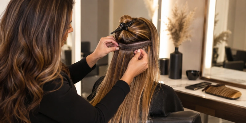 I Tip vs Weft Hair Extensions: Which One is Right for You? 2 weft installation