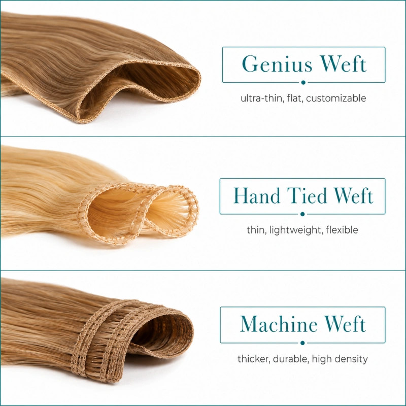 genius weft vs hand tied vs machine weft