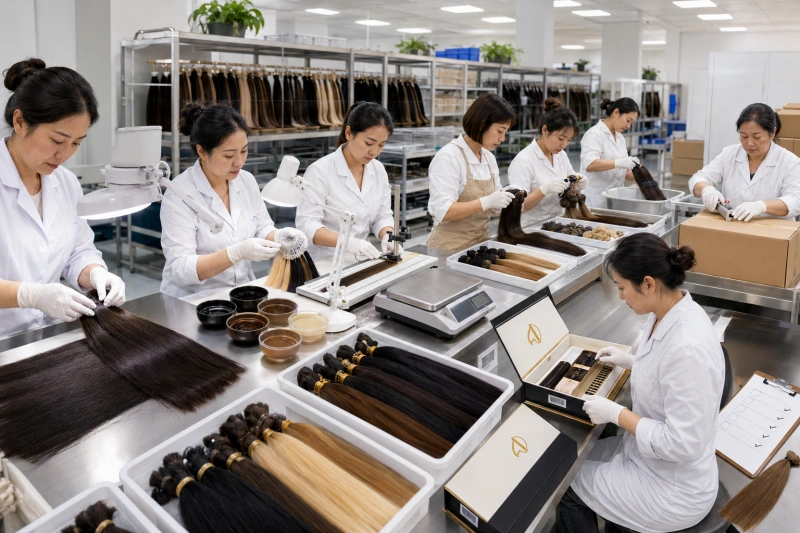 quality assurance from raw hair to final carton