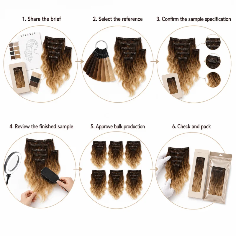 from approved swatch to bulk production of balayage clip in hair extensions