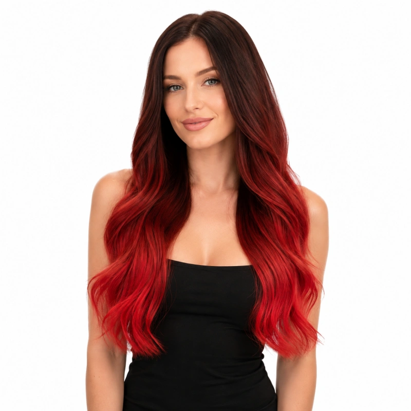 red ombre hair extension